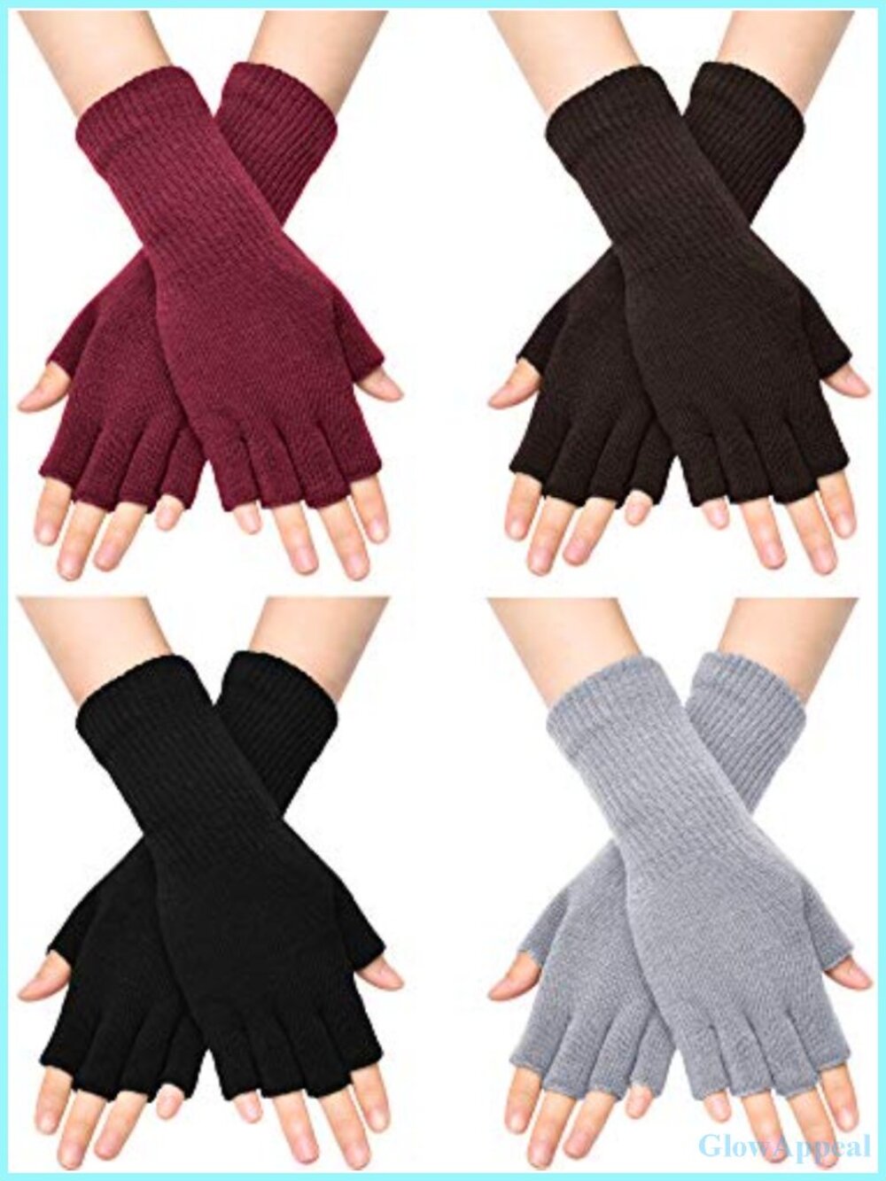 Fingerless Winter Gloves 4/6/9 Pairs Knit Typing Half Finger Long Cuff Warm